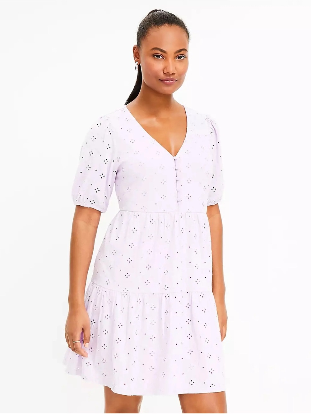 Loft Eyelet Tiered Swing Dress